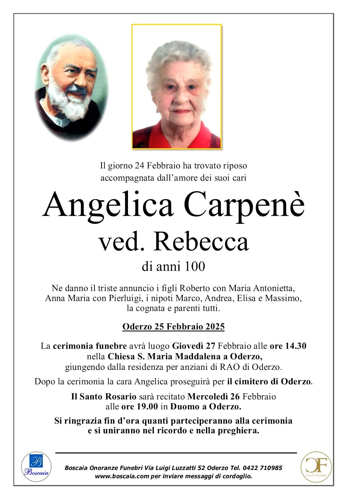 Gianni Angelica Carpenè ved. Rebecca