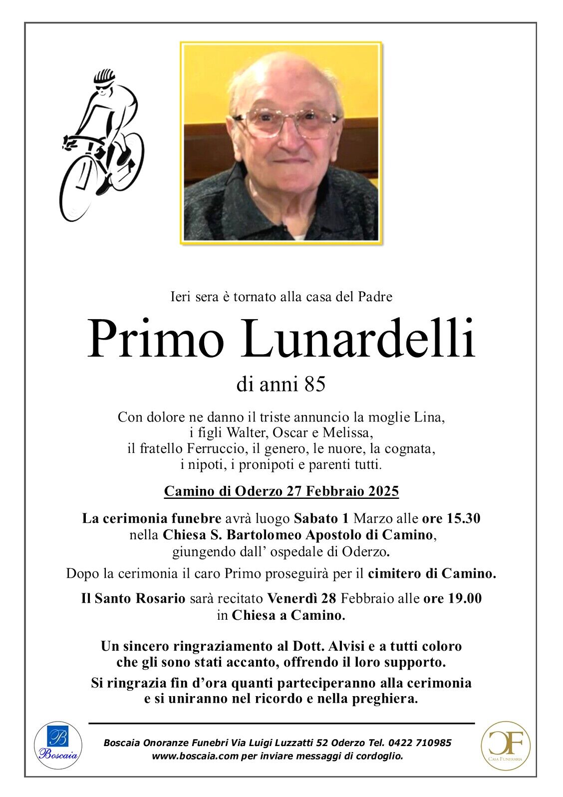Primo Lunardelle camino di oderzo